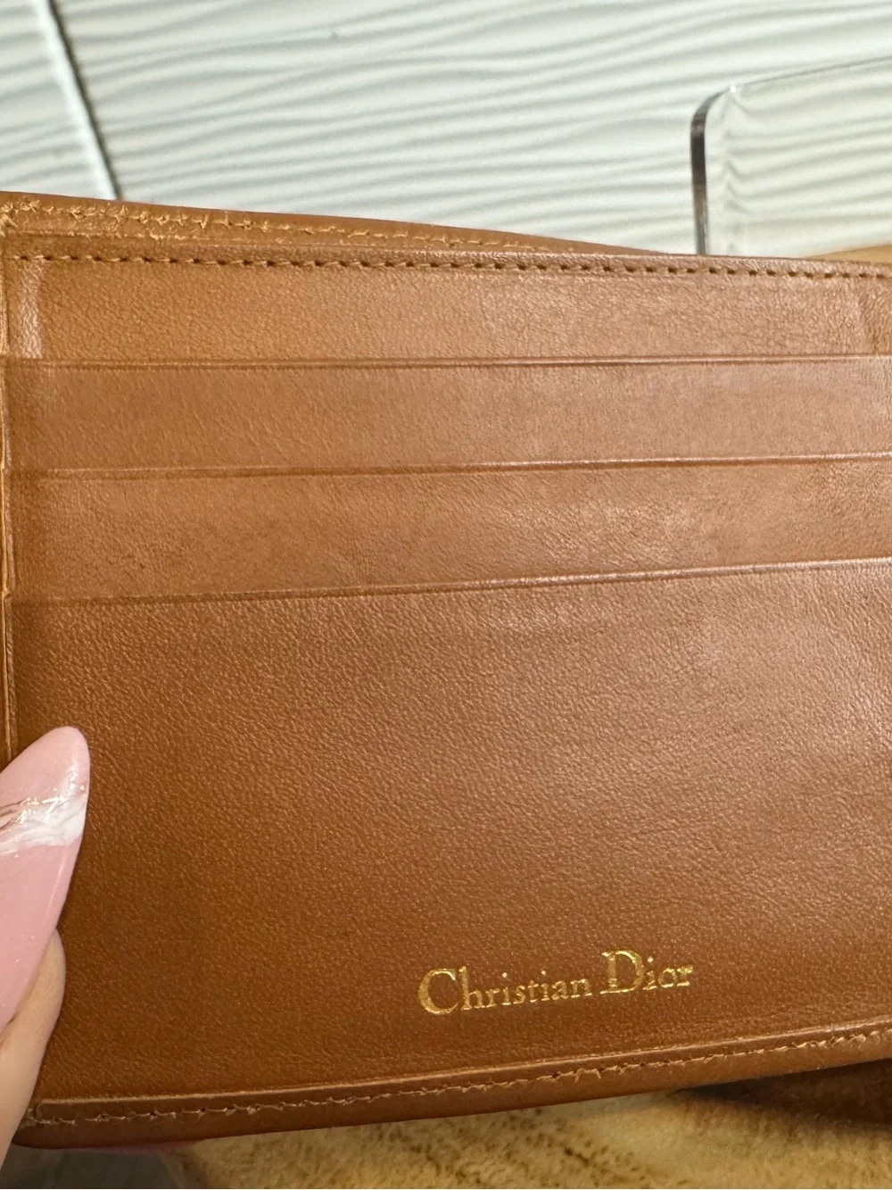 Vintage Christian Dior 1970s Men's Bifold Black and Brown w Canvas and Leather.